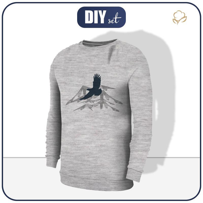 HERREN SWEATSHIRT - ADLER (ADVENTURE) / melange hellgrau - Elastischer Wintersweat XS