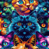 COLORFUL CATS  mini- Polster- Velours