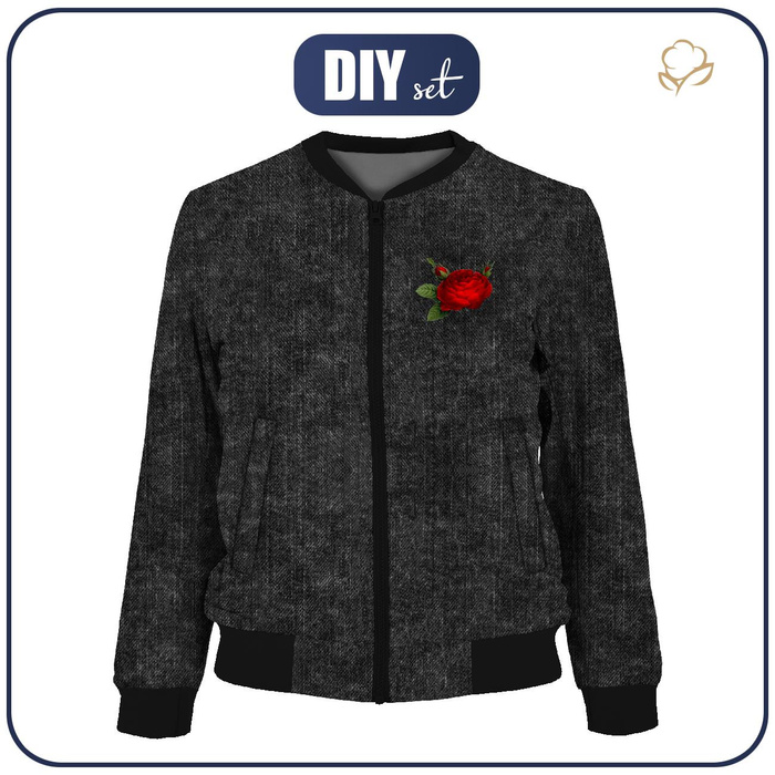 WOMEN’S BOMBER JACKET (KAMA) - VINTAGE LOOK JEANS / black - sewing set XXL