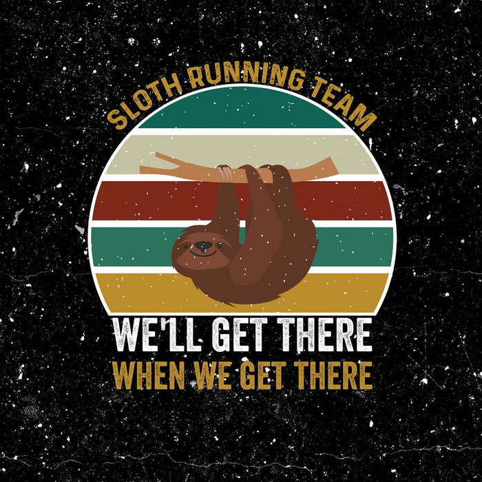 SLOTH RUNNING TEAM / czarny - PANEL (75cm x 80cm) SINGLE JERSEY ITY