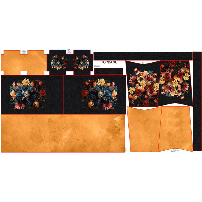 XL bag with in-bag pouch 2 in 1 - ANIMALS MANDALA wz.7 - sewing set