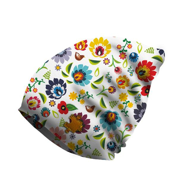 "Beanie" cap - LOWICZ FOLKLORE / white 51-53