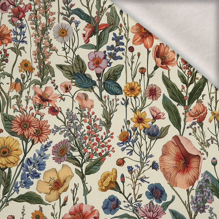 PASTEL FLOWERS WZ. 34 - teplákovina počesaná s elastanem ITY