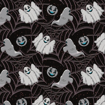 SPOOKY GHOSTS / BLACK (SCARY HALLOWEEN) - leichte Maschenware angeraut