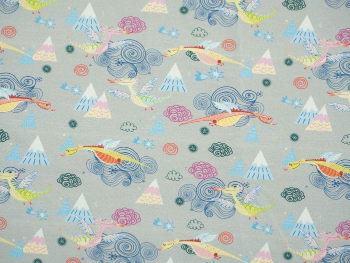 DRAGONS / grey - Viscose jersey WE210