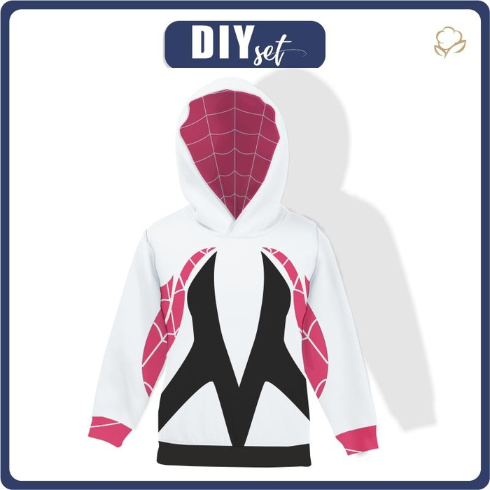 KIDS HOODIE - SPIDER’S WEB (Gwen) - looped knit fabric (146/152)