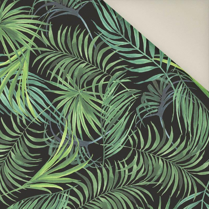 PALM LEAVES pat. 4 / black - Upholstery velour