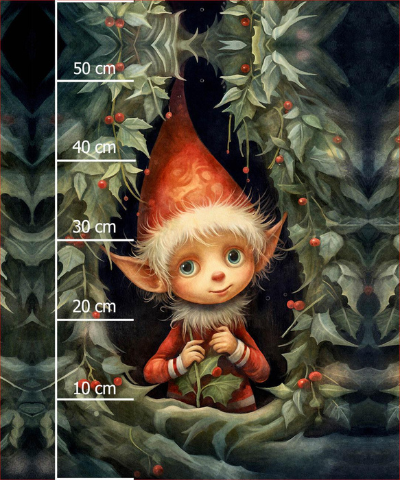 VINTAGE CHRISTMAS ELF - Paneel (60cm x 50cm) Voděodolná tkanina Oxford