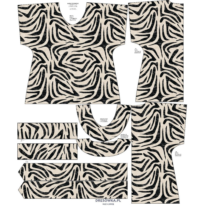 KIMONO HALENKA - ZEBRA m. 1 - Sada šití XXL-XXXL