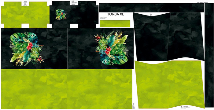 XL Tasche mit Utensilientasche 2 in 1 - TROPICAL BOUQUET M. 1 - Nähset