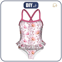 Girl's swimsuit - FLOWERS pat. 4 (pink)
