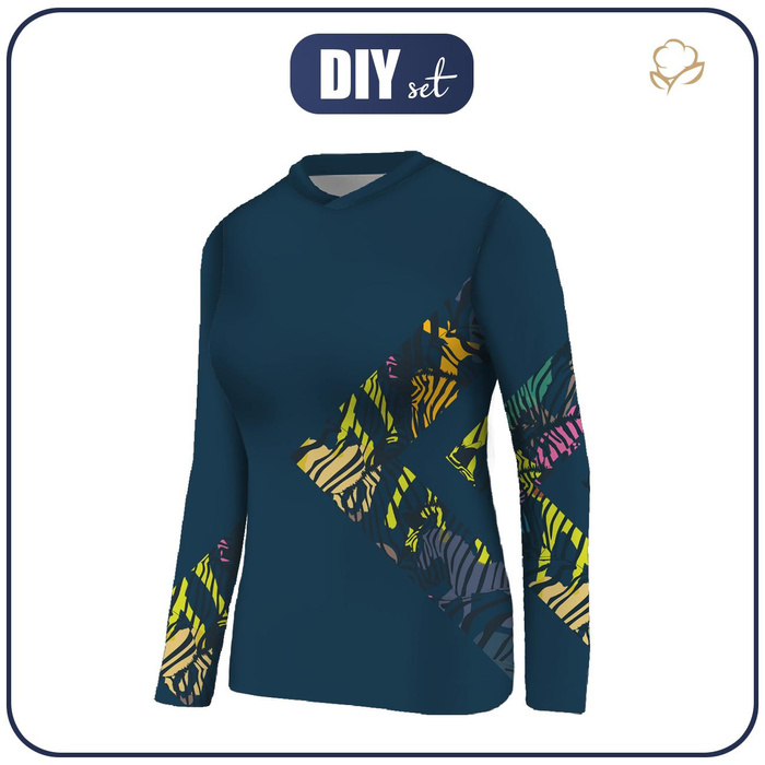 DAMEN THERMO BLUSE (PATTY) - REGENBOGEN ZEBRAS Ms. 2 - Nähset S