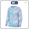 WOMEN'S SWEATSHIRT (HANA) BASIC - BLUE LEAVES - looped knit fabric - M