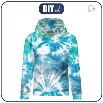 CLASSIC DAMEN HOODIE (POLA) - BATIK  Ms. 1 / blau - grün - Sommersweat