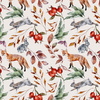 FOREST ANIMALS PAT. 2 / WHITE (COLORFUL AUTUMN)