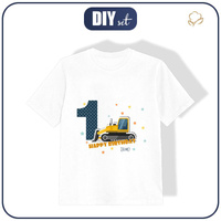 KINDER T-SHIRT-  1. GEBURTSTAG / BULLDOZER  - Single Jersey (92/98)