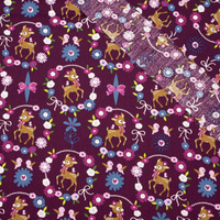 ROE DEER (wreaths) / purple - POPLIN 100% cotton