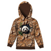 KID'S HOODIE (ALEX) - ANIMALS CRACKED pat.4 (panda) - looped knit fabric (122/128)