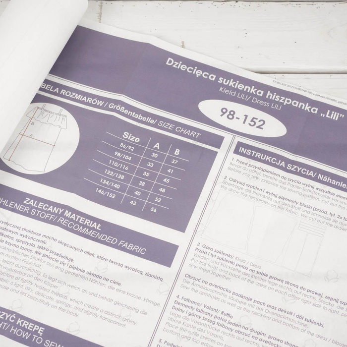 SUKIENKA HISZPANKA LILI - WYKRÓJ PAPIEROWY