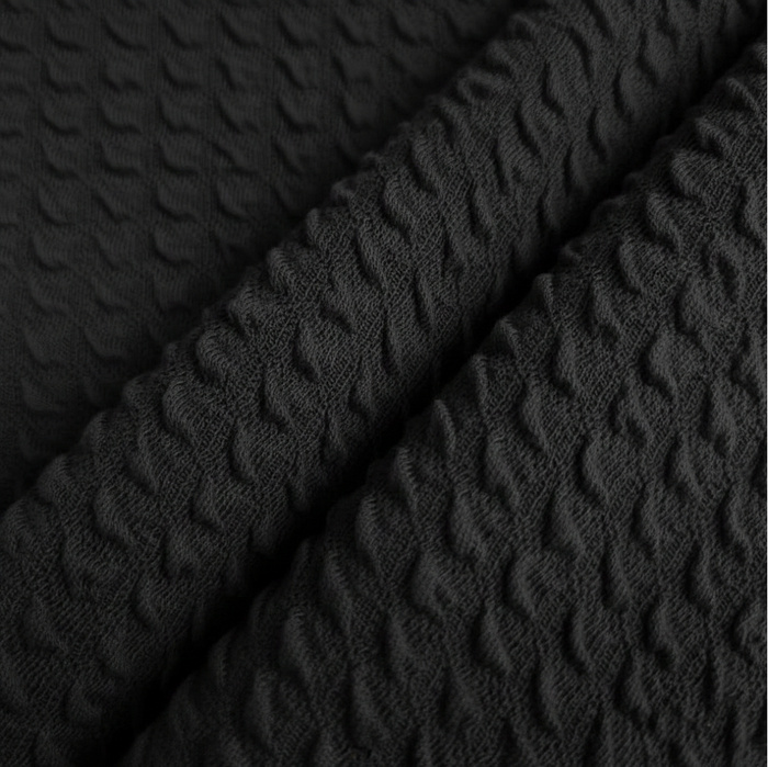 3D Waffle Cotton Knit - BLACK D-16 