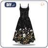 DRESS "ISABELLE" - FLOWERS (pattern no. 8) / black - sewing set XXL