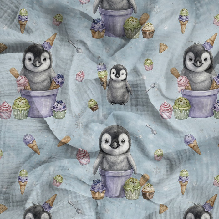 Ice Penguin - Muślin bawełniany