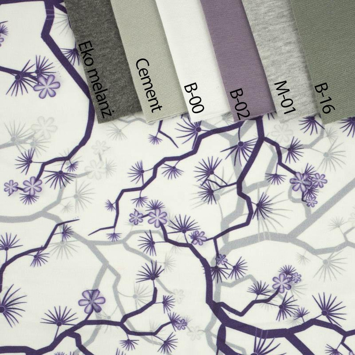 BLUMEN Ms. 2 (violett) - Baumwoll Musselin