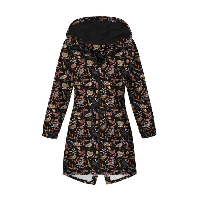 WOMEN'S PARKA (ANNA) - BIRDS PAT. 2 / BLACK (COLORFUL AUTUMN) - softshell L