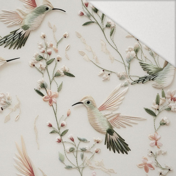 PASTEL BIRDS PAT. 6 (Hummingbirds) - Hydrophobic brushed knit