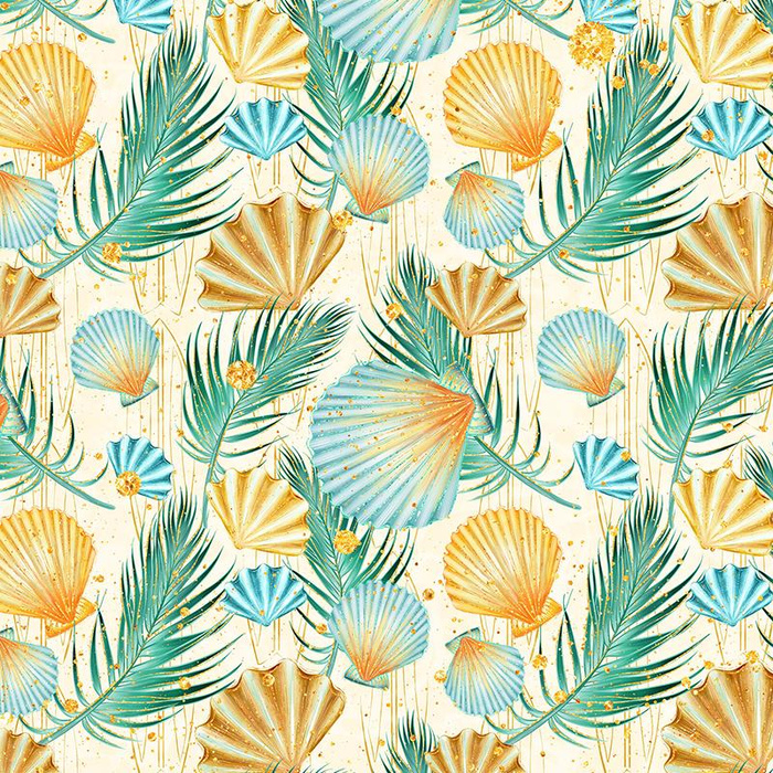 SHELLS AND PALM TREES - Waterproof woven fabric