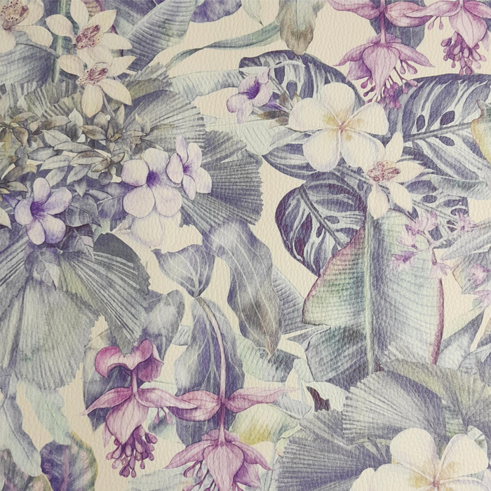 PURPLE FLORAL (46 cm x 50 cm) - thick pressed leatherette