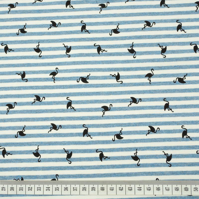 GESTREIFTE FLAMINGOS / blau - Single Jersey TE210
