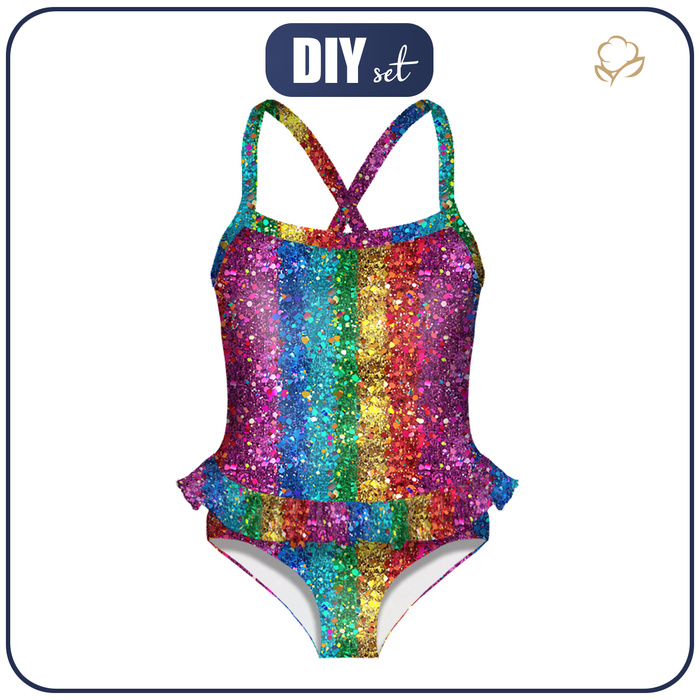 Mädchen Badeanzug (110-116) - HOLOGRAPHIC RAINBOW WZ. 1 - Nähset