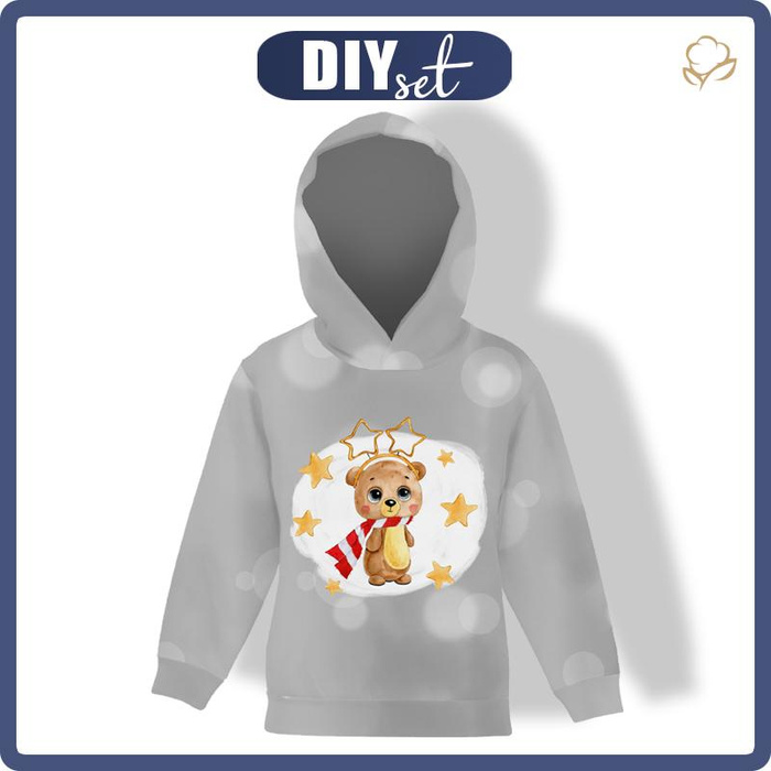 KID'S HOODIE (ALEX) - LEO THE WINTER BEAR - looped knit fabric (110/116)