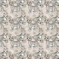 LEOPARD / paw prints (SNOW LEOPARDS) - looped knit fabric