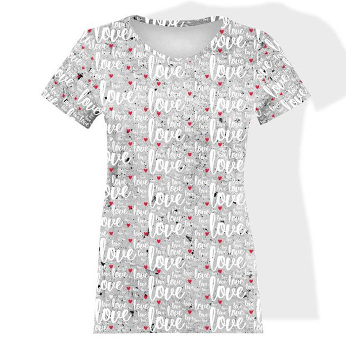T-SHIRT DAMSKI - LOVE BIAŁY / beton - single jersey S