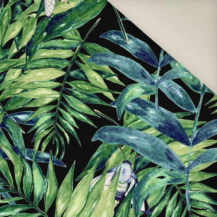 LEAVES AND INSECTS PAT. 6 (TROPICAL NATURE) / black- Upholstery velour