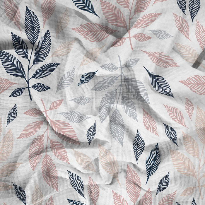 PASTEL LEAVES - Cotton muslin