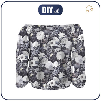 Bardot neckline blouse (SOFIA) - LUXE BLOSSOM pat. 4 - sewing set L