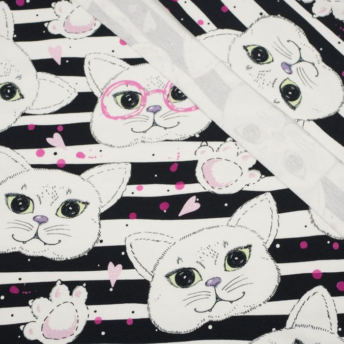 KATZEN MIT BRILLEN / rosa - SP250 French Terry mit Elasthan