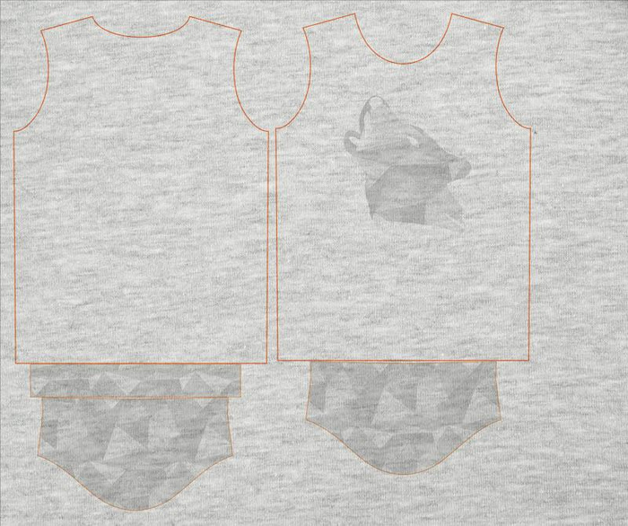 DĚTSKÉ TRIČKO (92/98) - GEOMETRICKÝ VLK (ADVENTURE)/ M-01 melír světlošedivý - single jersey