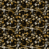LEAVES pat. 2 (gold) / black - looped knit fabric with elastane