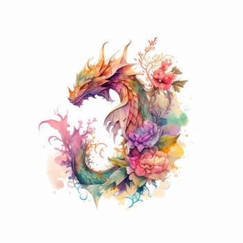 WATERCOLOR DRAGON WZ. 2 - panel (60cm x 50cm) lycra 300g