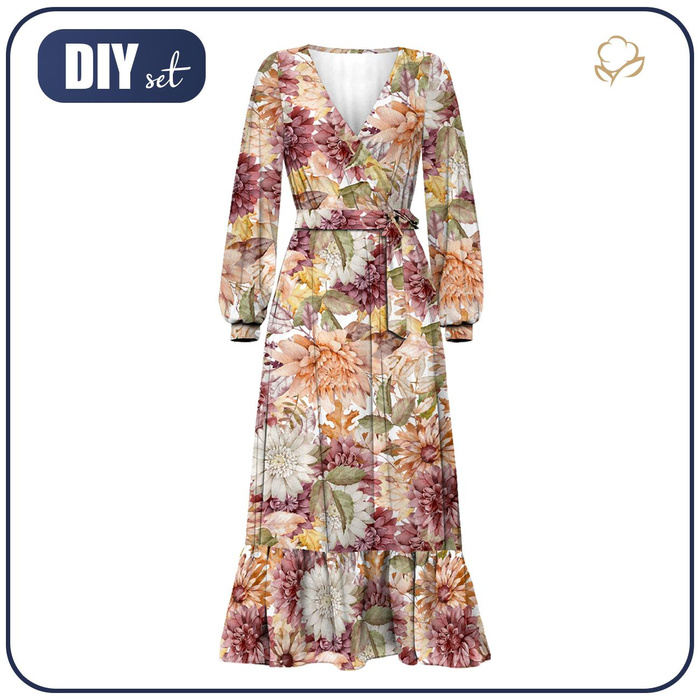 UMSCHLAG KLEID MIT RÜSCHEN (ABELLA) - HERBSTBLUMEN (GOLDENER HERBST) - Nähset M