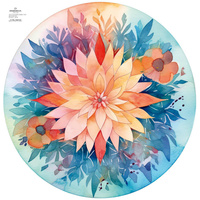 WATERCOLOR FLORAL PAT. 4 - circle skirt panel D