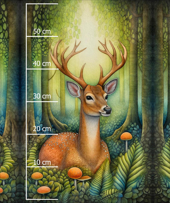 BOHO DEER - Paneel (60cm x 50cm) Hydrofobní česaná teplákovina