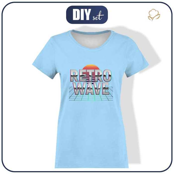 DAMEN T-SHIRT - RETRO WAVE / hellblau - Single Jersey M