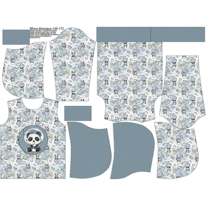 KID'S HOODIE (ALEX) - SPACE CUTIES pat. 12 (CUTIES IN THE SPACE) - looped knit fabric (98/104)