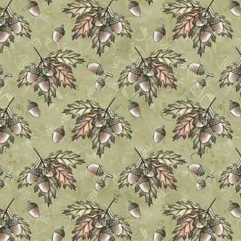 LEAVES AND ACORNS pat. 2 (AUTUMN IN THE FOREST) - Waterproof woven fabric