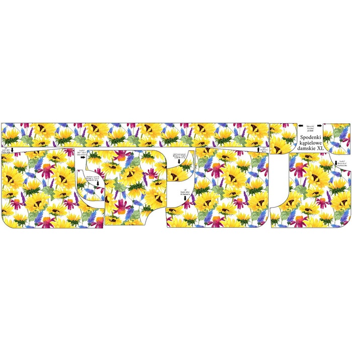 Dámské koupací šortky - SLUNEČNICE vz. 4 (KVETOUCÍ LOUKA) L